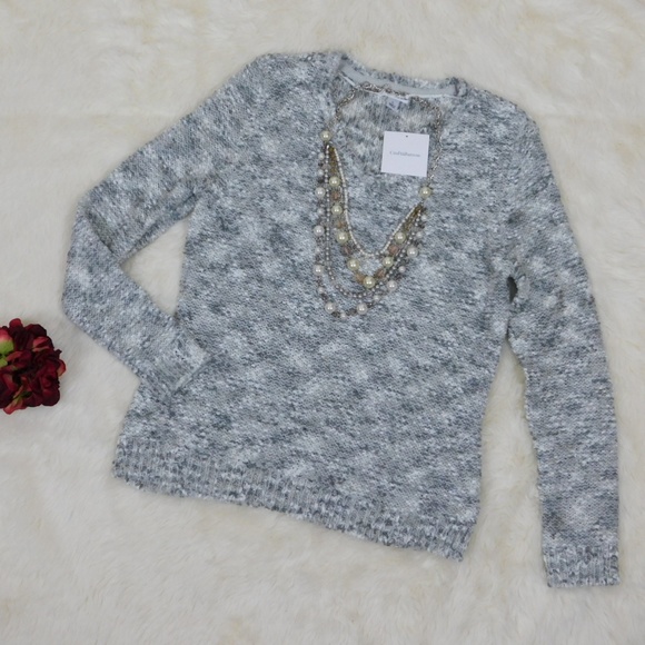 croft & barrow Sweaters - Croft & Barrow Gray V-neck Loop Knit Long Sleeve Pullover Sweater Size L XL